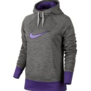 Nike Women's Heather Gray Hoodie with Purple Accents